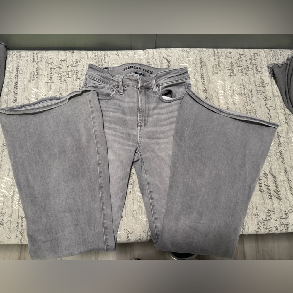 American Eagle Outfitters Gray Festival Flare Jeans
